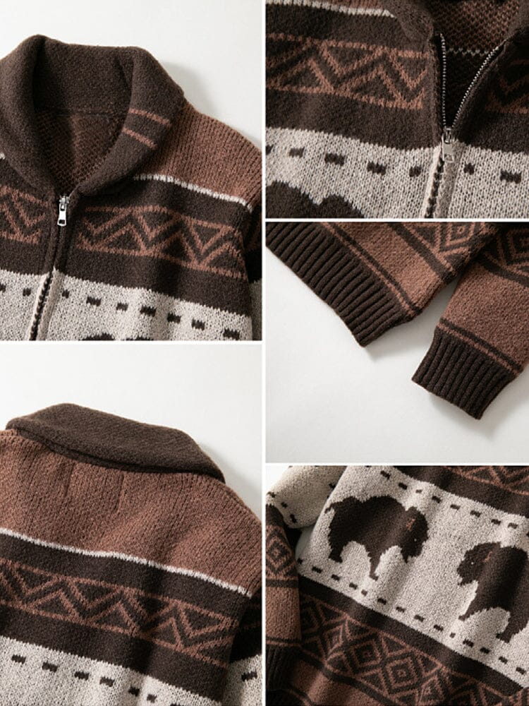 Vintage Jacquard Knit Cardigan