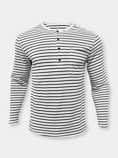 Comfy Basic Stripe Henley Shirt