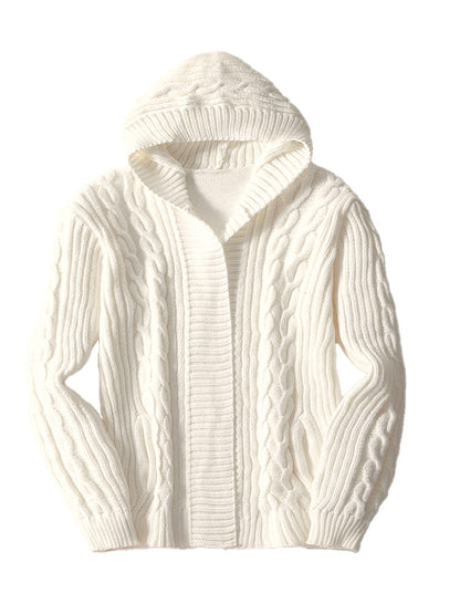 Casual Cable Knit Open Front Cardigan