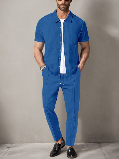 Classic Waffle Shirt Pants Set