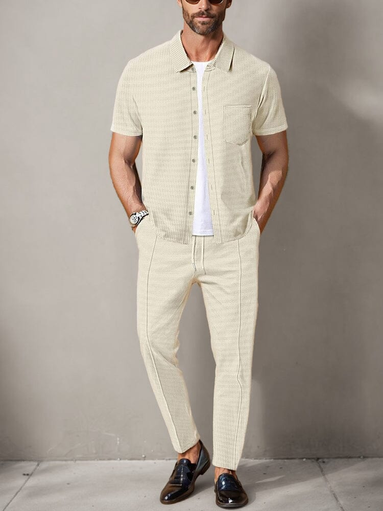 Classic Waffle Shirt Pants Set