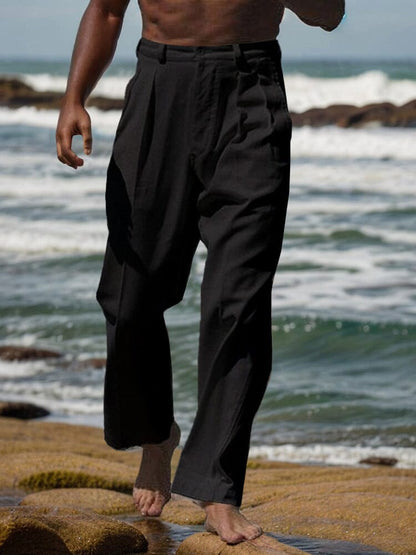 Minimalist Straight Leg Cotton Linen Pants