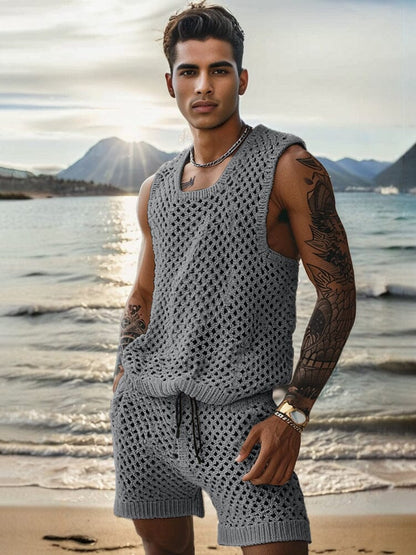 Summer Hollow Out Knitted 2-Piece Set