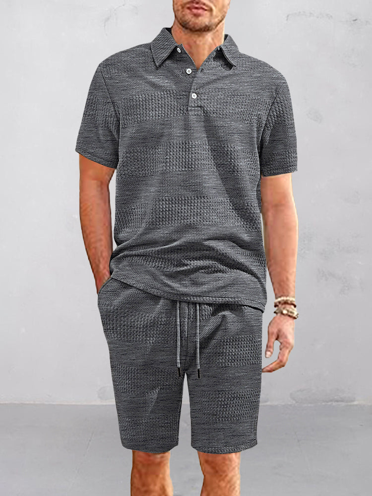 Comfort Fit Jacquard Textured 2-Piece Set