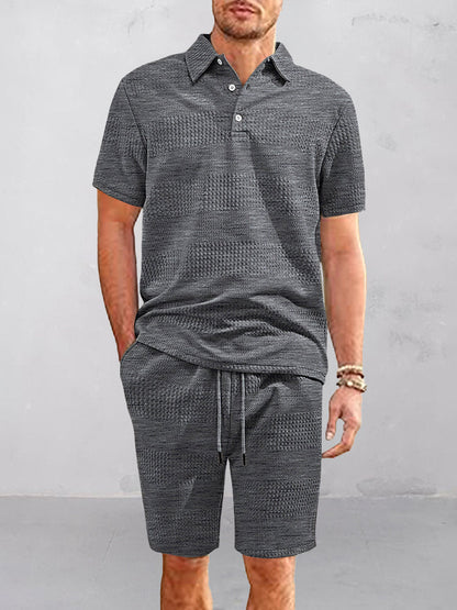Comfort Fit Jacquard Textured 2-Piece Set