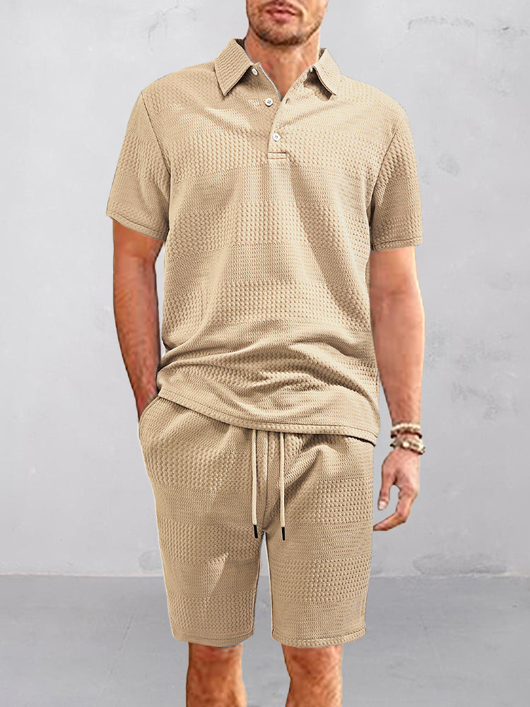 Comfort Fit Jacquard Textured 2-Piece Set