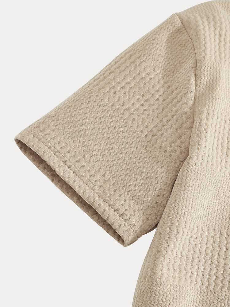 Comfort Fit Jacquard Textured 2-Piece Set