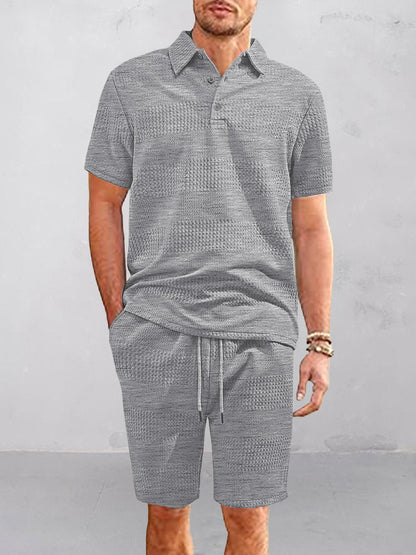 Comfort Fit Jacquard Textured 2-Piece Set