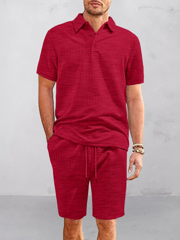 Comfort Fit Jacquard Textured 2-Piece Set