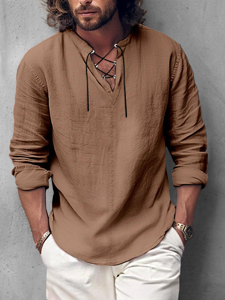 Leisure Tie Front Cotton Shirt