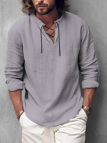 Leisure Tie Front Cotton Shirt