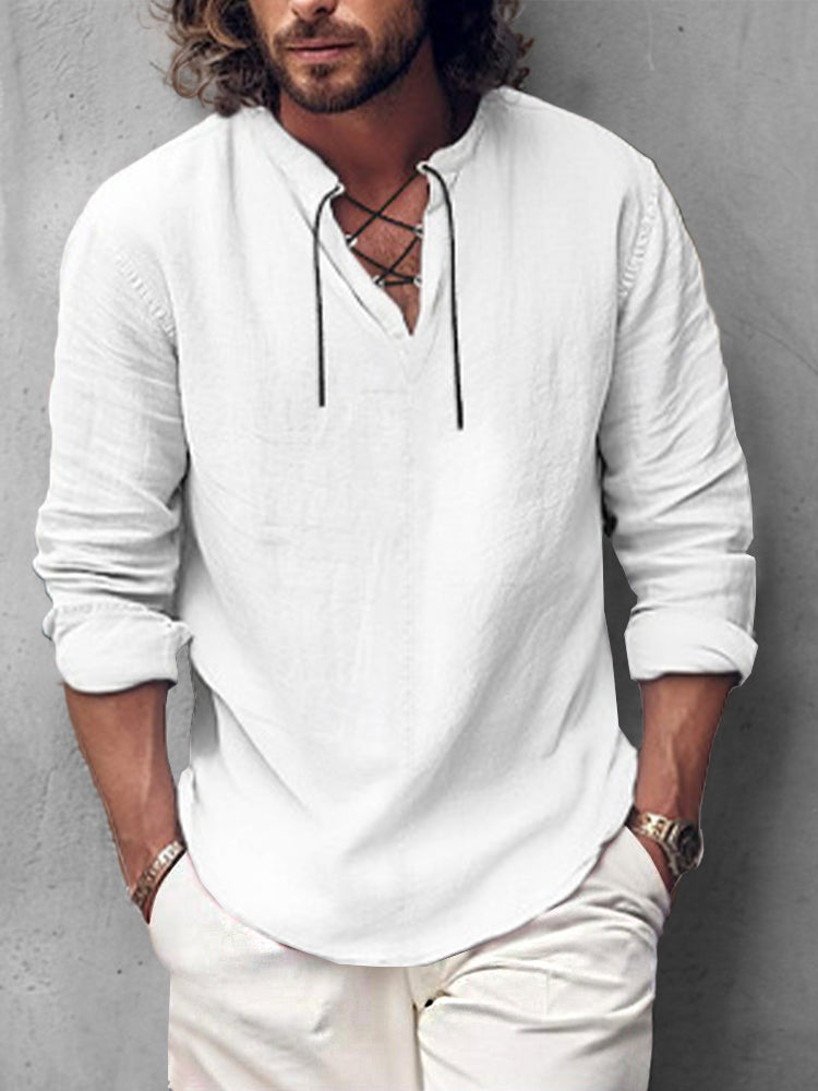 Leisure Tie Front Cotton Shirt