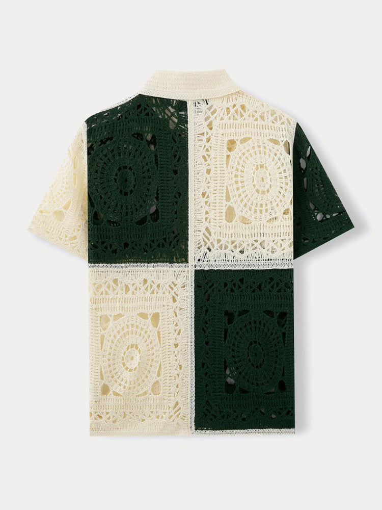 Trendy Openwork Crochet Knit Shirt