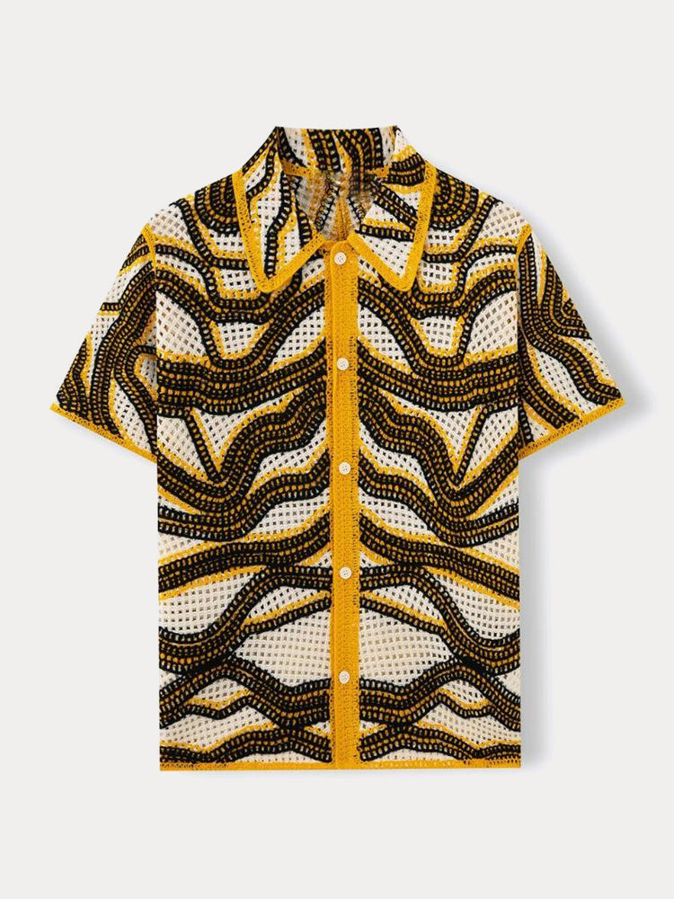Trendy Openwork Crochet Knit Shirt