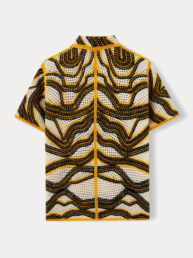 Trendy Openwork Crochet Knit Shirt