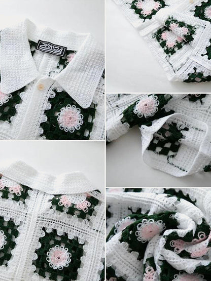 Trendy Openwork Crochet Knit Shirt