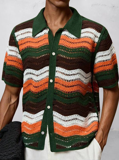 Trendy Openwork Crochet Knit Shirt