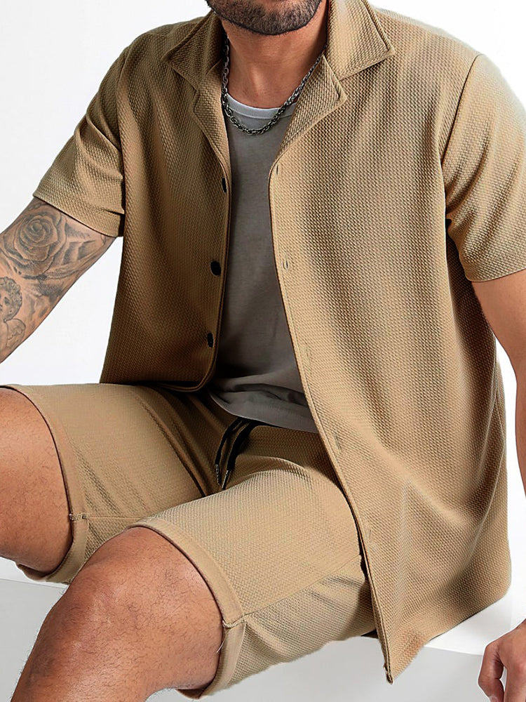 Simple Loose Fit Textured 2-Piece Set