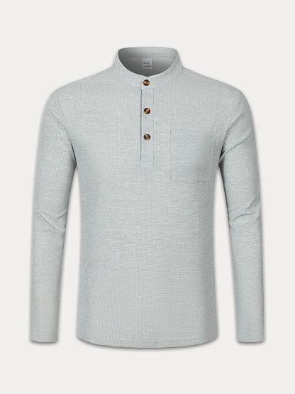 Casual Comfy Waffle Henley Shirt