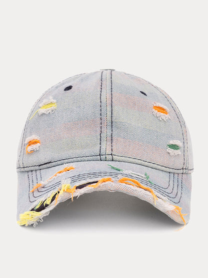 Distressed Washed Denim Baseball Cap