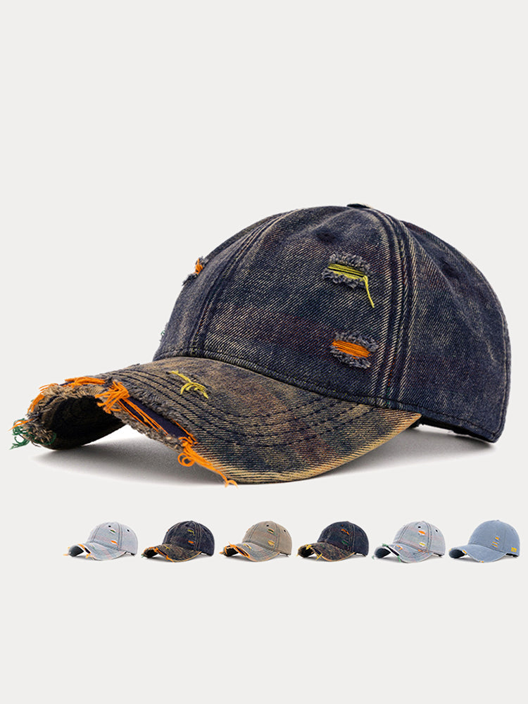 Distressed Washed Denim Baseball Cap