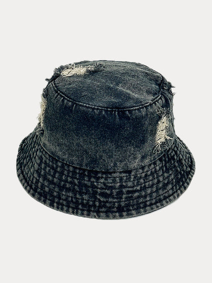 Vintage Distressed Cotton Denim Bucket Hats