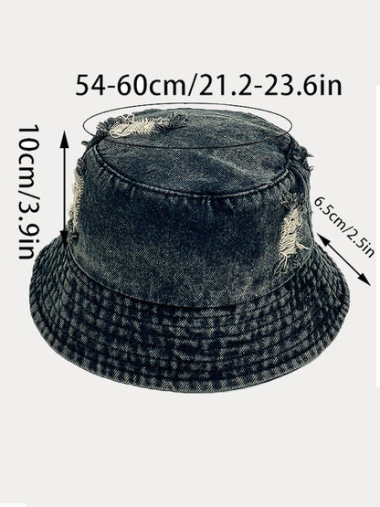 Vintage Distressed Cotton Denim Bucket Hats
