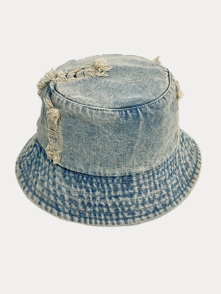 Vintage Distressed Cotton Denim Bucket Hats