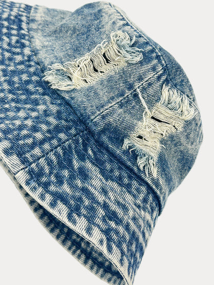 Vintage Distressed Cotton Denim Bucket Hats