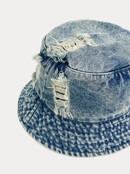 Vintage Distressed Cotton Denim Bucket Hats