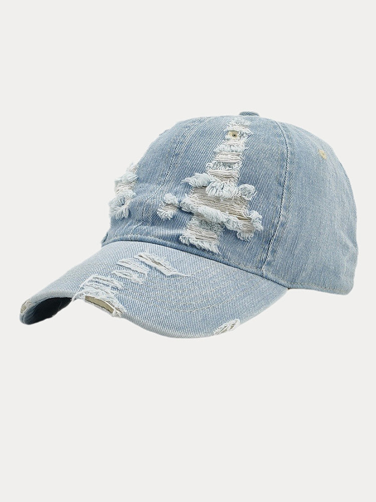 Ripped Distressed Denim Baseball Cap