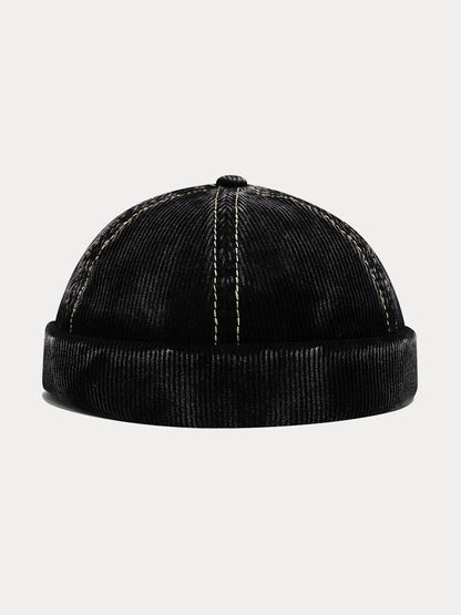 Retro Distressed Corduroy Brimless Hat