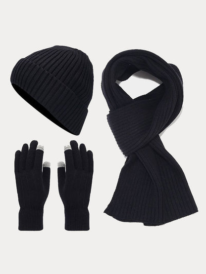 Color Matching Gloves Beanie Scarf 3 In 1 Set