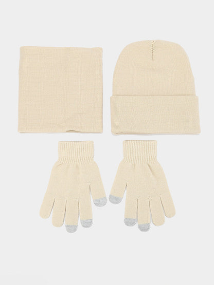 Ultra-Soft Knit Beanie Gloves Neck Warmer 3-in-1 Set
