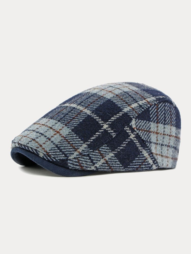 Vintage Plaid Tweed Beret Hat