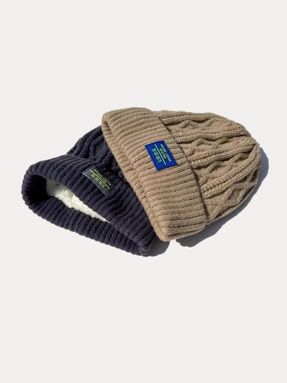 Stylish Warm Label Fleece Knit Beanie