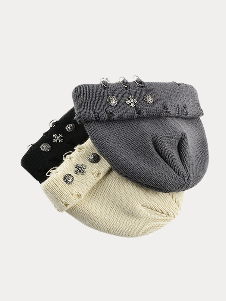 Street Retro Cross Ring Knit Beanie