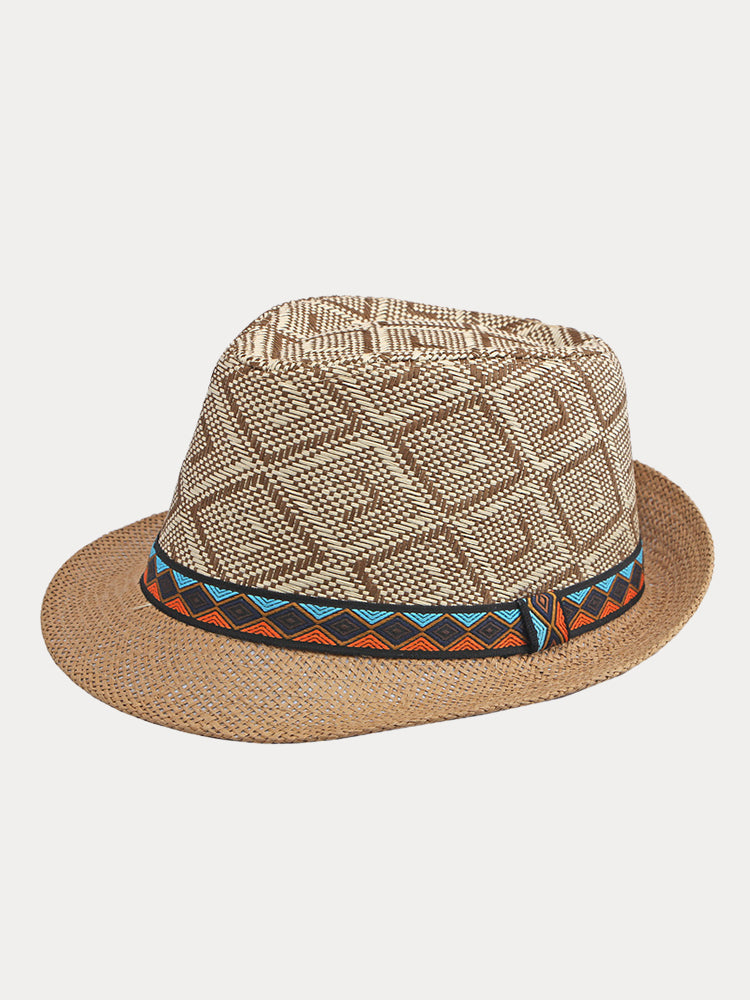 Western Cowboy Straw Sunshade Fedora Hat