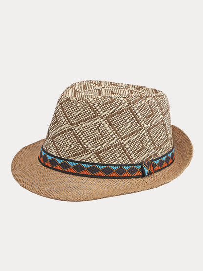 Western Cowboy Straw Sunshade Fedora Hat