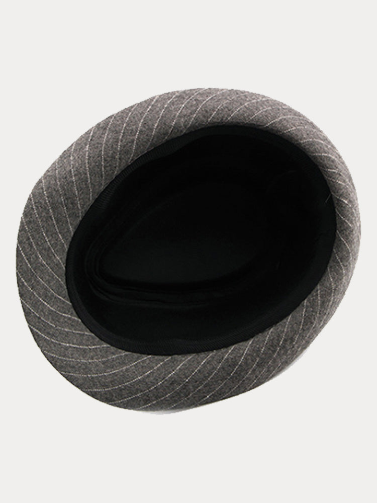 Classic Striped Wide Brim Fedora Hat