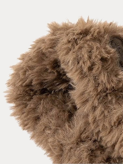 Fuzzy Bear Ears Knitted Beanie Hat