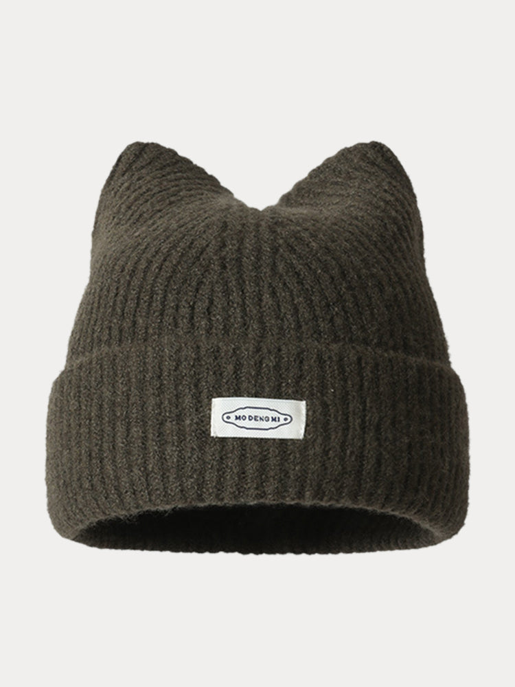 Fashion Plush Meowing Label Beanie