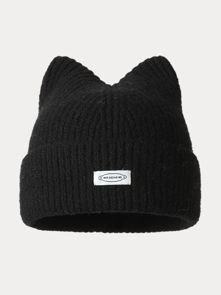 Fashion Plush Meowing Label Beanie