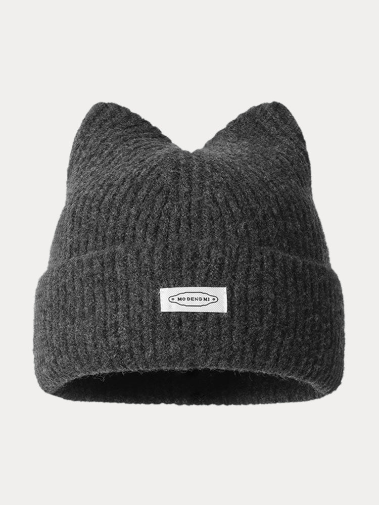 Fashion Plush Meowing Label Beanie