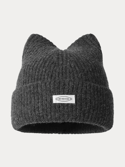 Fashion Plush Meowing Label Beanie