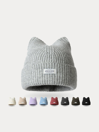 Fashion Plush Meowing Label Beanie