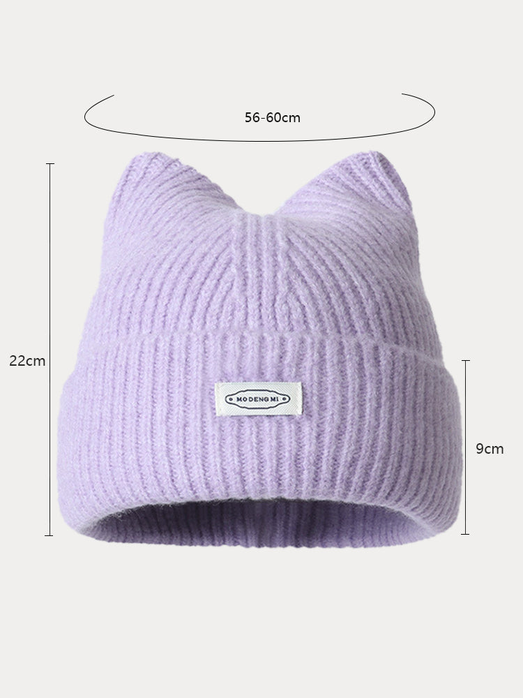 Fashion Plush Meowing Label Beanie