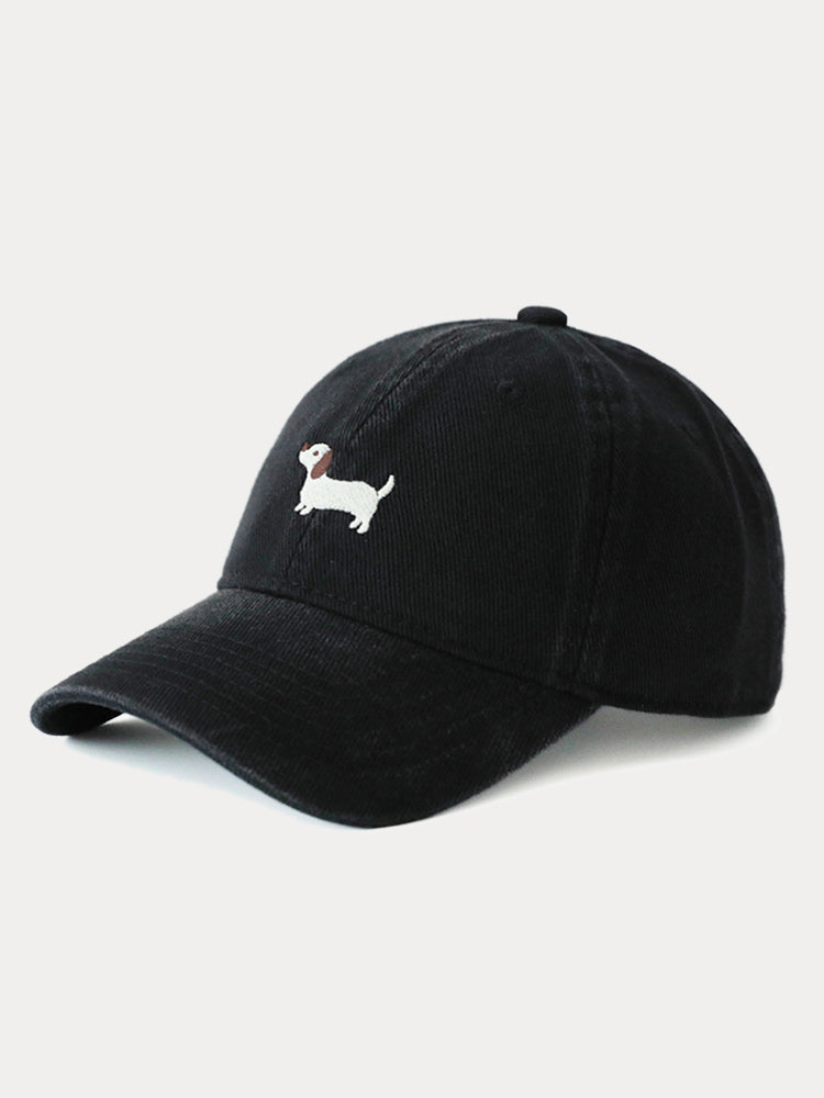 Casual Embroidered Sausage Dog Cotton Baseball Cap