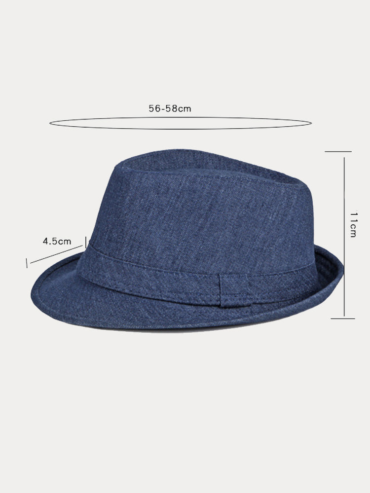 Classic Spring Summer Cotton Denim Fedora Hat