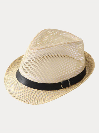 Hollow Weave Panama Fedora with Belt Buckle